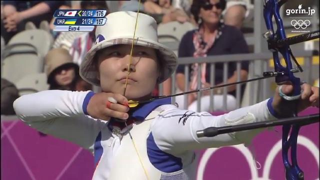 アーチェリー女子団体1回戦(JPN-UKR)